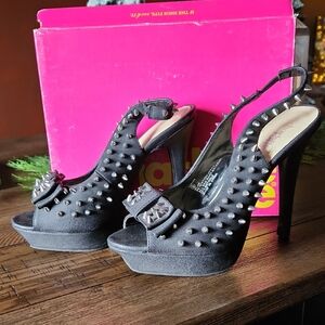 Charlotte Russe Black Studded Platform Heels